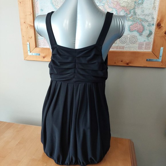 A.D. ORIGINAL Women's black sleeveless tank top dressy sequins pleated Med - Picture 3 of 10